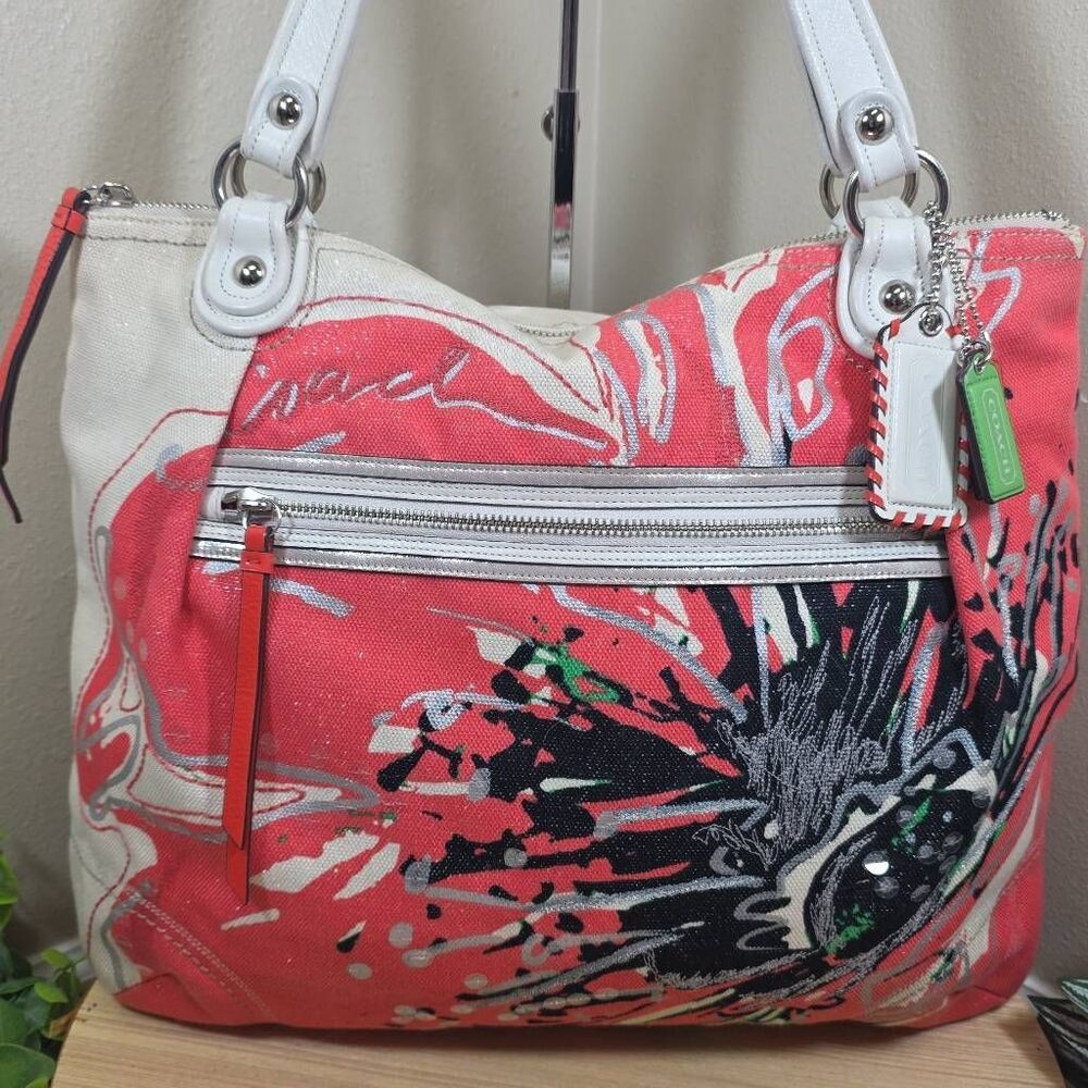Coach Poppy Placed Flower Glam Tote Floral Sequin Shoulder Bag K1182-19029 - Picture 3 of 16